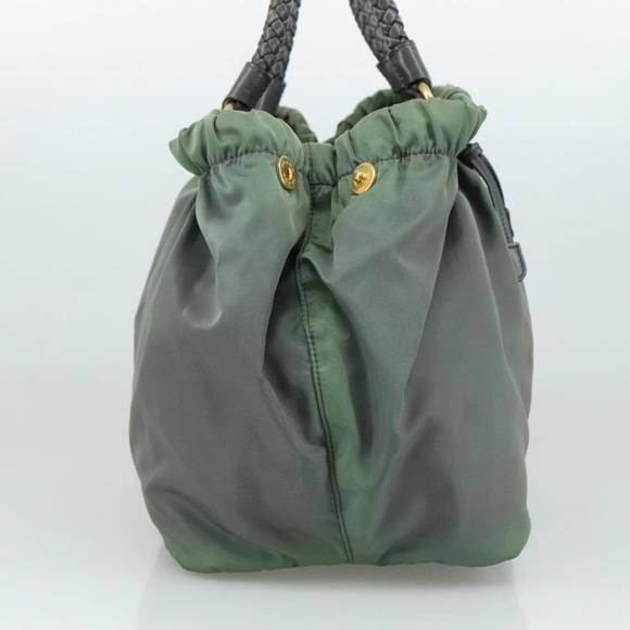 PRADA Hand Bag Nylon 2way Green Gold Auth 104393 - Picture 3 of 16